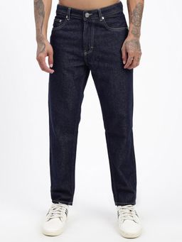 SHOWOFF - Men Navy Blue Slim Fit Cropped Jeans