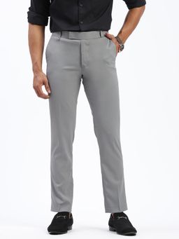 SHOWOFF - Men Solid Grey Formal Trousers