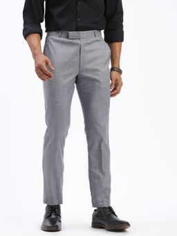 SHOWOFF - Men Solid Grey Formal Trousers