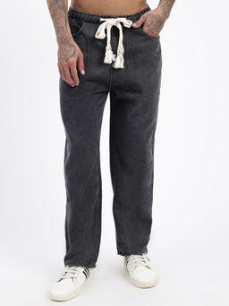 SHOWOFF - Men Grey Drawstring Waist Cropped Jeans