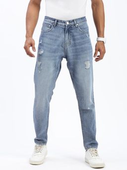 SHOWOFFFF - Men Blue Regular Fit Cropped Jeans