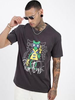 SHOWOFFFF - Men Graphic Grey Relaxed Fit T-Shirt