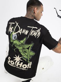 SHOWOFFFF - Men Graphic Black Relaxed Fit T-Shirt