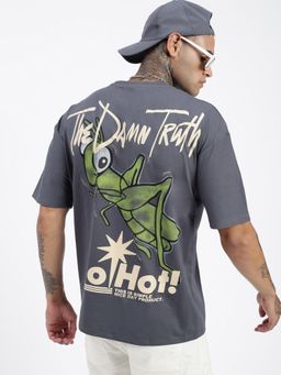 SHOWOFFFF - Men Graphic Grey Relaxed Fit T-Shirt