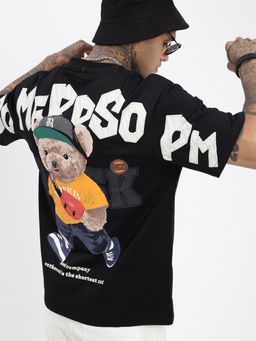 SHOWOFF - Men Graphic Black Relaxed Fit T-Shirt