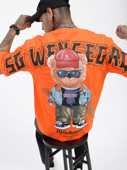 SHOWOFF - Men Graphic Orange Relaxed Fit T-Shirt
