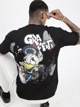 SHOWOFFFF - Men Graphic Black Relaxed Fit T-Shirt