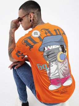 SHOWOFF - Men Solid Orange Relaxed Fit T-Shirt