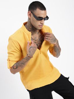SHOWOFFFF - Men's Yellow Solid Kurta