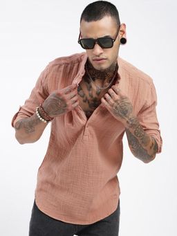 SHOWOFF - Men's Peach Solid Kurta