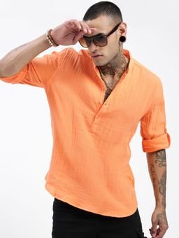 SHOWOFF - Men's Orange Solid Kurta