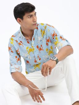 SHOWOFF - Men's Blue Graphic Print Kurta