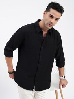 SHOWOFFFF - Men Solid Black Slim Fit Shirt