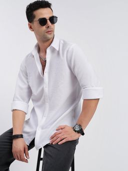 SHOWOFFFF - Men Solid White Slim Fit Shirt