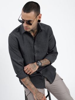 SHOWOFF - Men Solid Grey Slim Fit Shirt