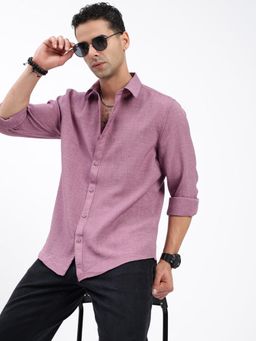 SHOWOFFFF - Men Solid Purple Slim Fit Shirt