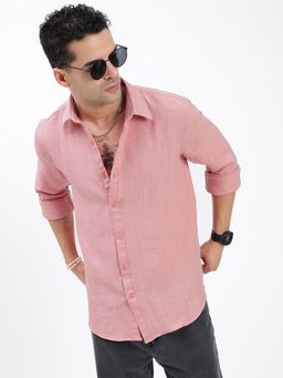 SHOWOFF - Men Solid Peach Slim Fit Shirt