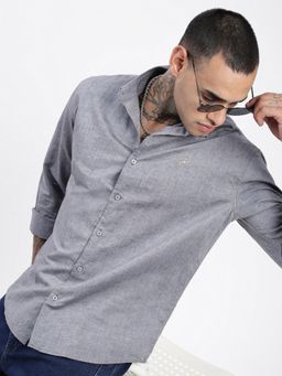 SHOWOFF - Men Solid Grey Slim Fit Shirt