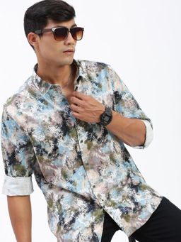 SHOWOFF - Men Abstract Multi-Color Slim Fit Shirt