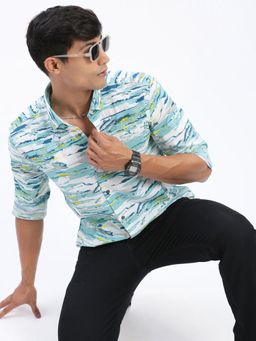 SHOWOFF - Men Abstract Multi-Color Slim Fit Shirt
