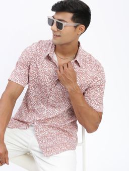 SHOWOFF - Men Micro Floral Brown Slim Fit Shirt