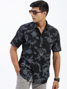 SHOWOFFFF - Men Floral Black Slim Fit Shirt