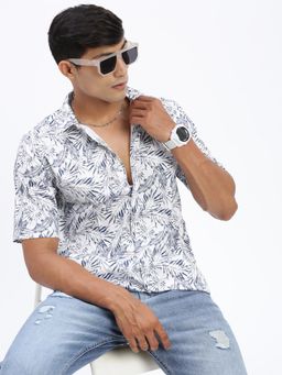 SHOWOFF - Men Floral White Slim Fit Shirt