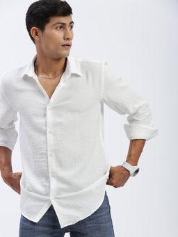 SHOWOFFFF - Men Solid White Slim Fit Shirt