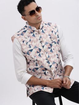 SHOWOFF - Men Multi-Color Geometric Nehru Jacket