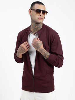 SHOWOFF - Men's Maroon Solid Jacket