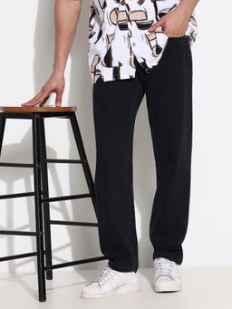 SHOWOFF - Mens Black Straight Fit Jeans