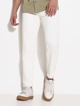 SHOWOFF - Mens White Slim Fit Cropped Jeans