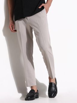 SHOWOFFFF - Men Grey Solid Formal Trousers
