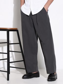 SHOWOFF - Men Grey Solid Formal Trousers
