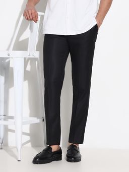 SHOWOFF - Men Black Striped Formal Trousers