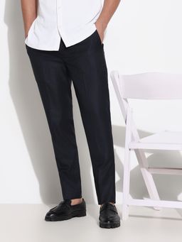 SHOWOFF - Men Charcoal Striped Formal Trousers