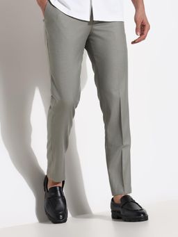 SHOWOFF - Men Grey Solid Formal Trousers
