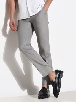 SHOWOFF - Men Grey Solid Formal Trousers