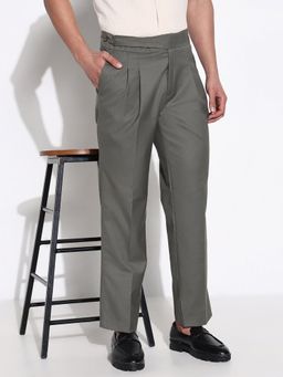 SHOWOFF - Men Olive Solid Formal Trousers