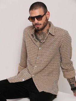 SHOWOFF - Beige Checked Shacket