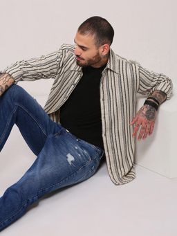 SHOWOFF - Edition Cream Striped Shacket