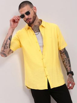 SHOWOFF - Yellow Solid Slim Fit Shirt