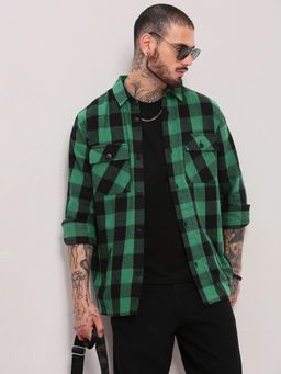 SHOWOFFFF - Green Checked Shacket