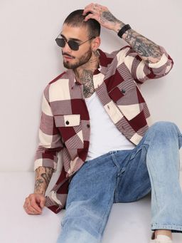 SHOWOFF - Edition Maroon Checked Shacket