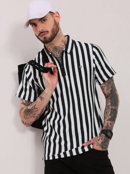 SHOWOFF - Men Green Striped T-Shirt