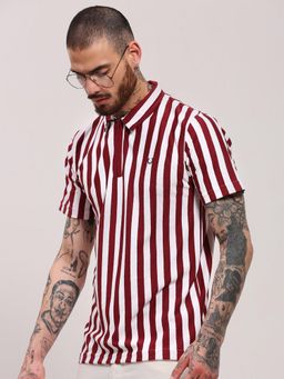 SHOWOFF - Men Red Striped T-Shirt