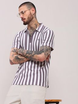 SHOWOFF - Men Purple Striped T-Shirt