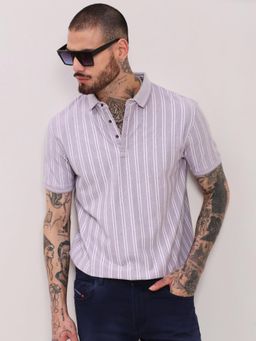 SHOWOFF - Men Purple Striped T-Shirt