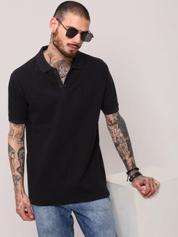 SHOWOFFFF - Men Black Solid Relaxed Fit T-Shirt
