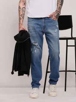 SHOWOFFFF - Edition Men Blue Slim Fit Cropped Jeans